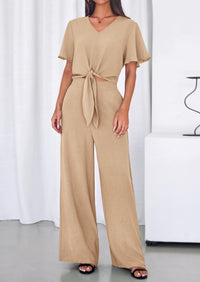 PRETTYGARDEN Women 2 Piece Summer Outfits Short Sleeve Strappy Top Wide Leg Pants Tracksuit Lounge Sets Beach Clothes PRETTYGARDEN