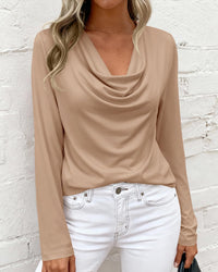 PRETTYGARDEN Womens Spring Tops Dressy Cowl Neck Long Sleeve Shirts Loose Business Casual Blouses Teacher Tunic Top PRETTYGARDEN