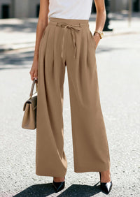 PRETTYGARDEN Women Wide Leg Pants Business Casual Elastic Waist Work Trousers Dressy Pants with Pockets PRETTYGARDEN