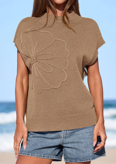 PRETTYGARDEN Women's Spring Sweater Vest Trendy Flower Knit Short Sleeve Cute Pullover Tank Tops Summer Fashion Clothing PRETTYGARDEN