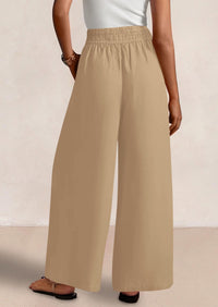 Womens Wide Leg Pants Casual 2025 Elastic Waist Loose Flowy Palazzo Pants Trousers with Pockets