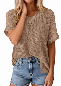 PRETTYGARDEN Women's Spring Short Sleeve Sweaters Lightweight V Neck Casual Going Out Summer T PRETTYGARDEN