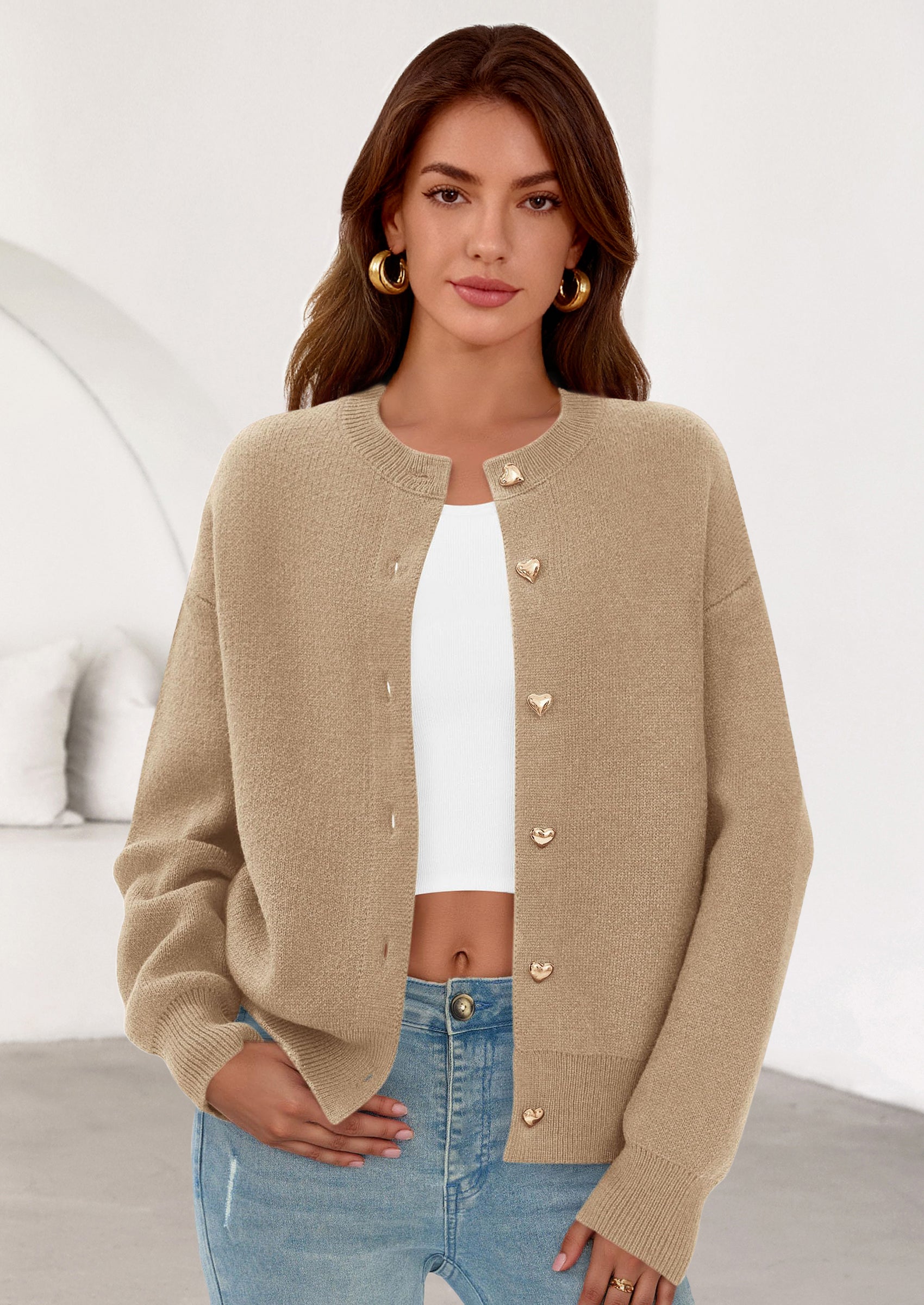 PRETTYGARDEN Cardigan Sweaters for Women Trendy Long Sleeve Open Front Button Down Jacket Fall Clothes Winter Coats