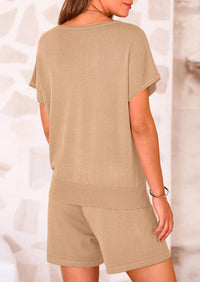 PRETTYGARDEN Two Piece Set for Women Summer Lounge Sets Shorts And Short Sleeve Tops Knitted Matching Travel Spring Outfits PRETTYGARDEN