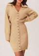 Womens Fall Sweater Dress Long Sleeve V Neck Button Down Knit Pullover Winter Dresses