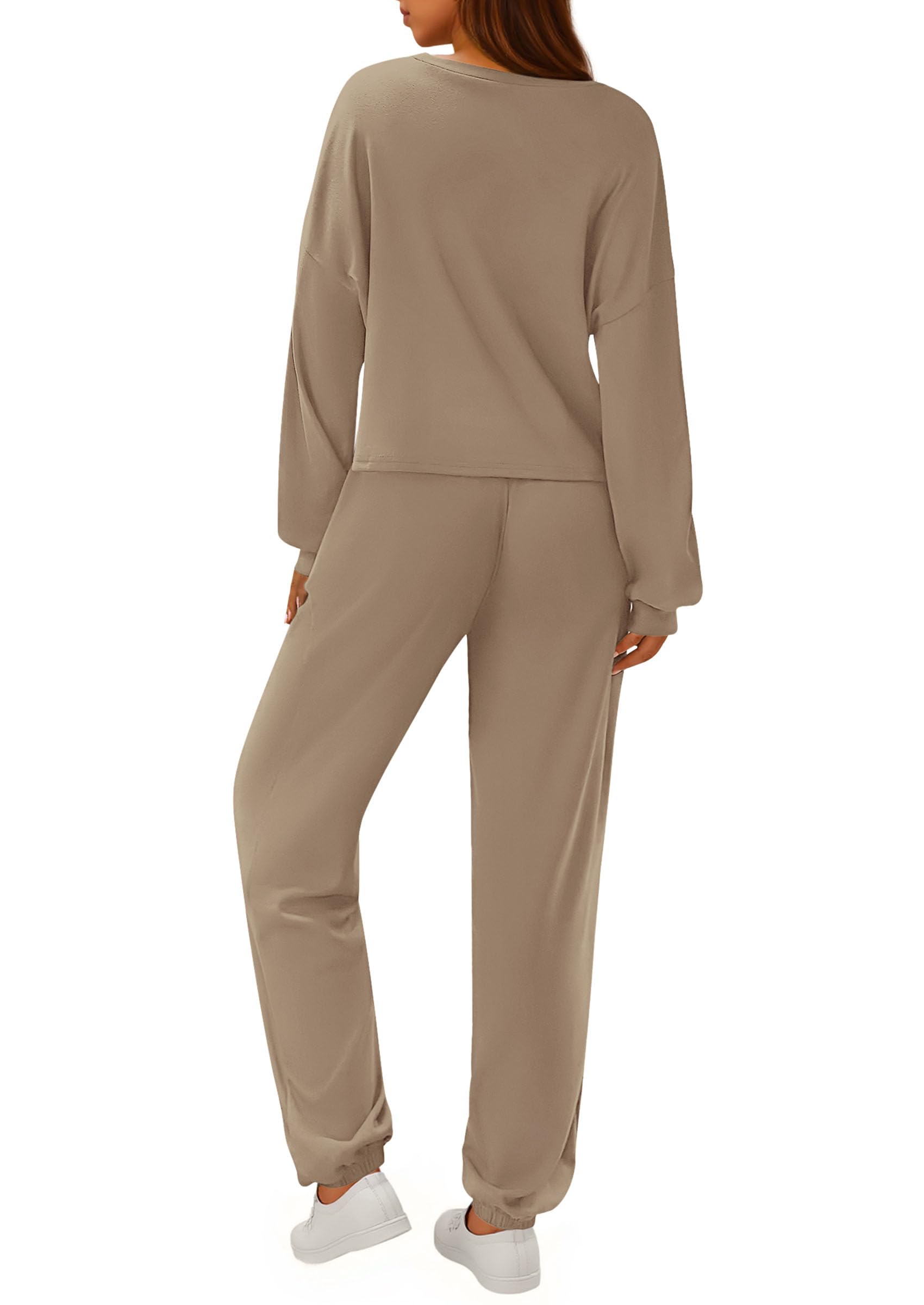 PRETTYGARDEN Women's Two Piece Outfits Lounge Sets Long Sleeve Pullover Tops Sweatpants Fall Fashion Matching Clothing