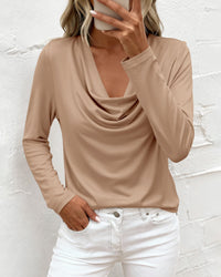 PRETTYGARDEN Womens Spring Tops Dressy Cowl Neck Long Sleeve Shirts Loose Business Casual Blouses Teacher Tunic Top PRETTYGARDEN