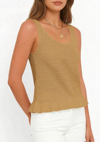 PRETTYGARDEN Womens Spring Crochet Tops Summer Sleeveless Scoop Neck Boho Sweater Tank Top Cute Beach Vacation Clothes PRETTYGARDEN