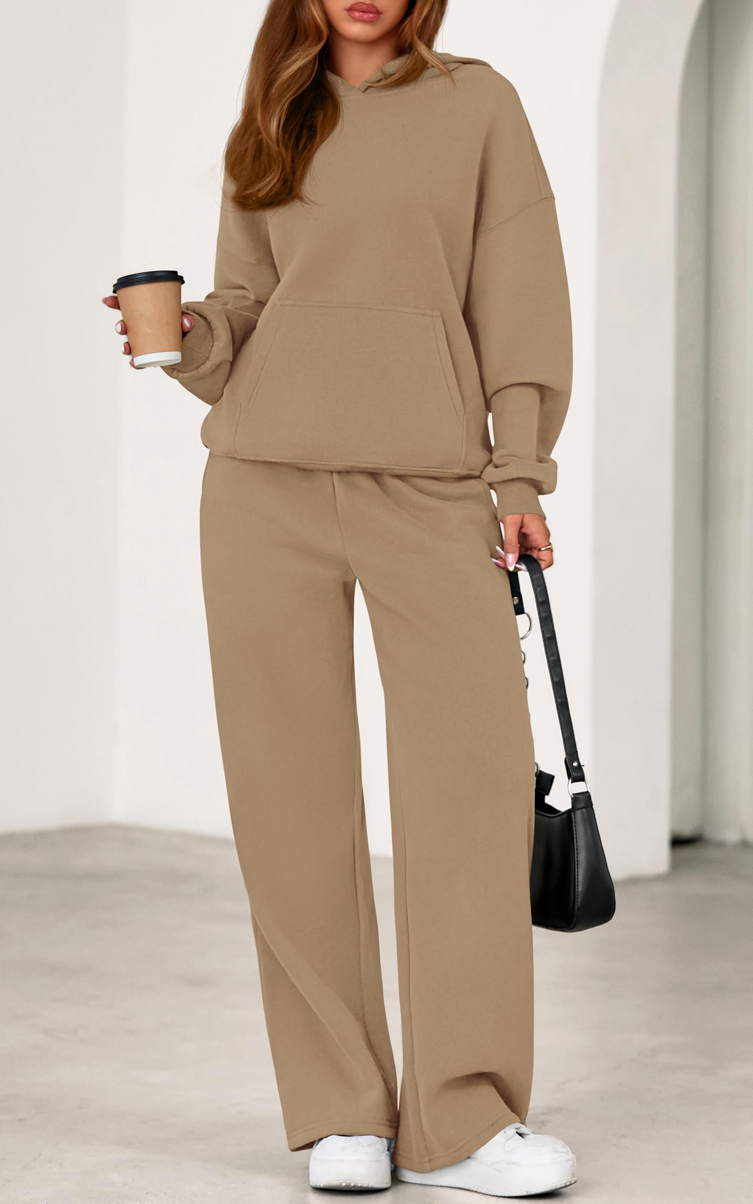 PRETTYGARDEN Women's 2 Piece Outfits Fall Sweatsuits Oversized Hoodies Wide Leg Sweatpants Tracksuits Lounge Matching Sets PRETTYGARDEN