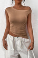 Summer Off The Shoulder Sleeveless One Shoulder Ruched Asymmetrical Y2K Tank Top