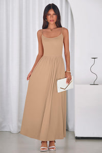 PRETTYGARDEN Womens Spaghetti Strap Maxi Dresses Sleeveless Summer Dress Long Casual Knit Flowy Beach Sundresses with Pockets PRETTYGARDEN