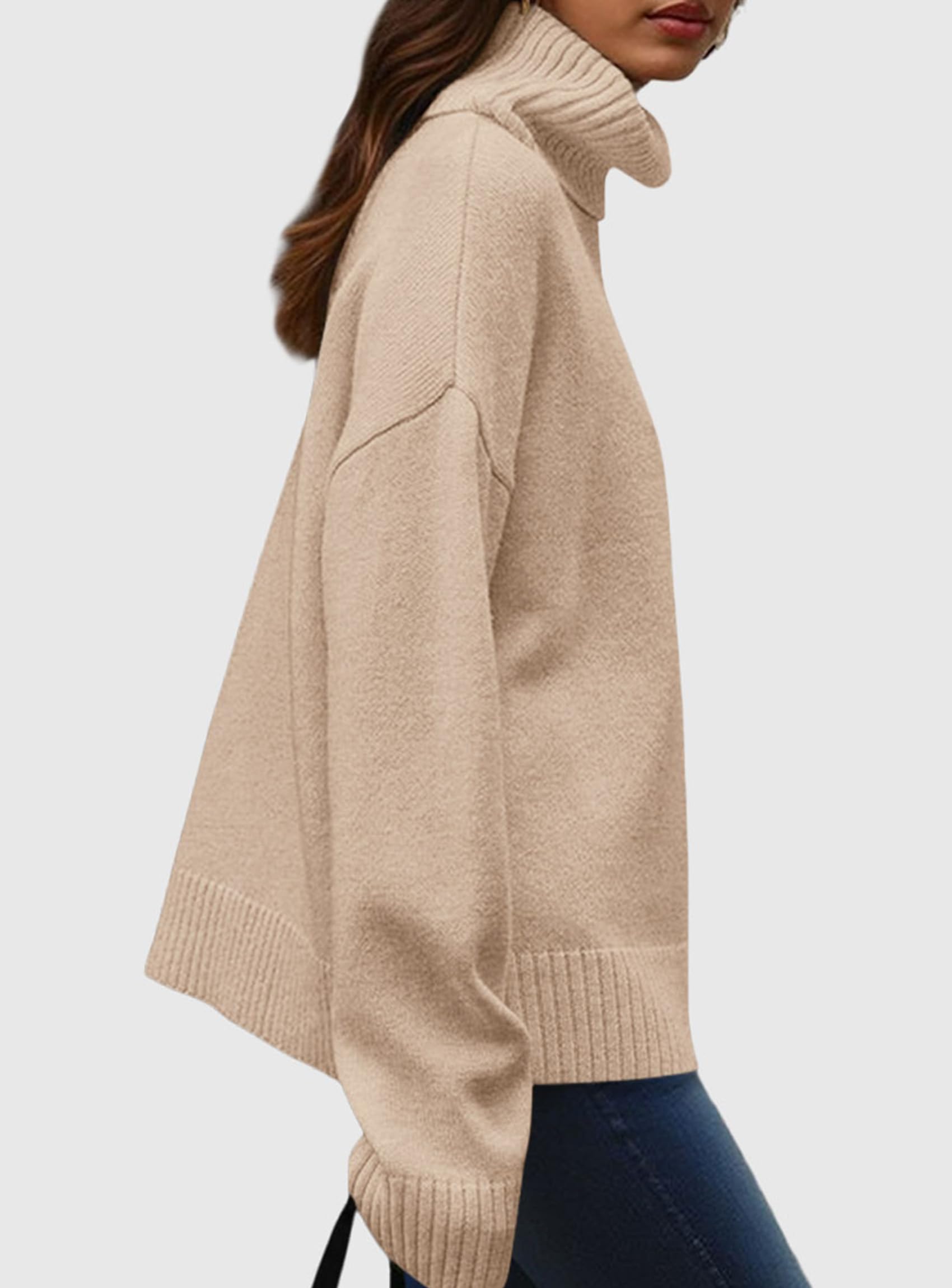 PRETTYGARDEN Womens Turtleneck Long Sleeve Sweater Fall Trendy Loose Fit Casual Tops Chunky Knit Pullover Sweaters