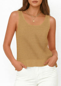 PRETTYGARDEN Womens Spring Crochet Tops Summer Sleeveless Scoop Neck Boho Sweater Tank Top Cute Beach Vacation Clothes PRETTYGARDEN