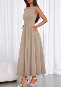 PRETTYGARDEN Sleeveless Crewneck Summer Maxi Dresses for Women Elegant Classy Semi Formal A Line Modest Party Dress PRETTYGARDEN