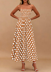 PRETTYGARDEN Womens Summer Dresses Spring Sleeveless Spaghetti Straps Casual Midi Dress Polka Dot Smocked Beach Sundress PRETTYGARDEN