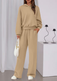 PRETTYGARDEN Womens Sweatsuits 2 Piece Set Casual Winter Long Sleeve Hoodie Loose Wide Leg Sweatpants Fall Tracksuit