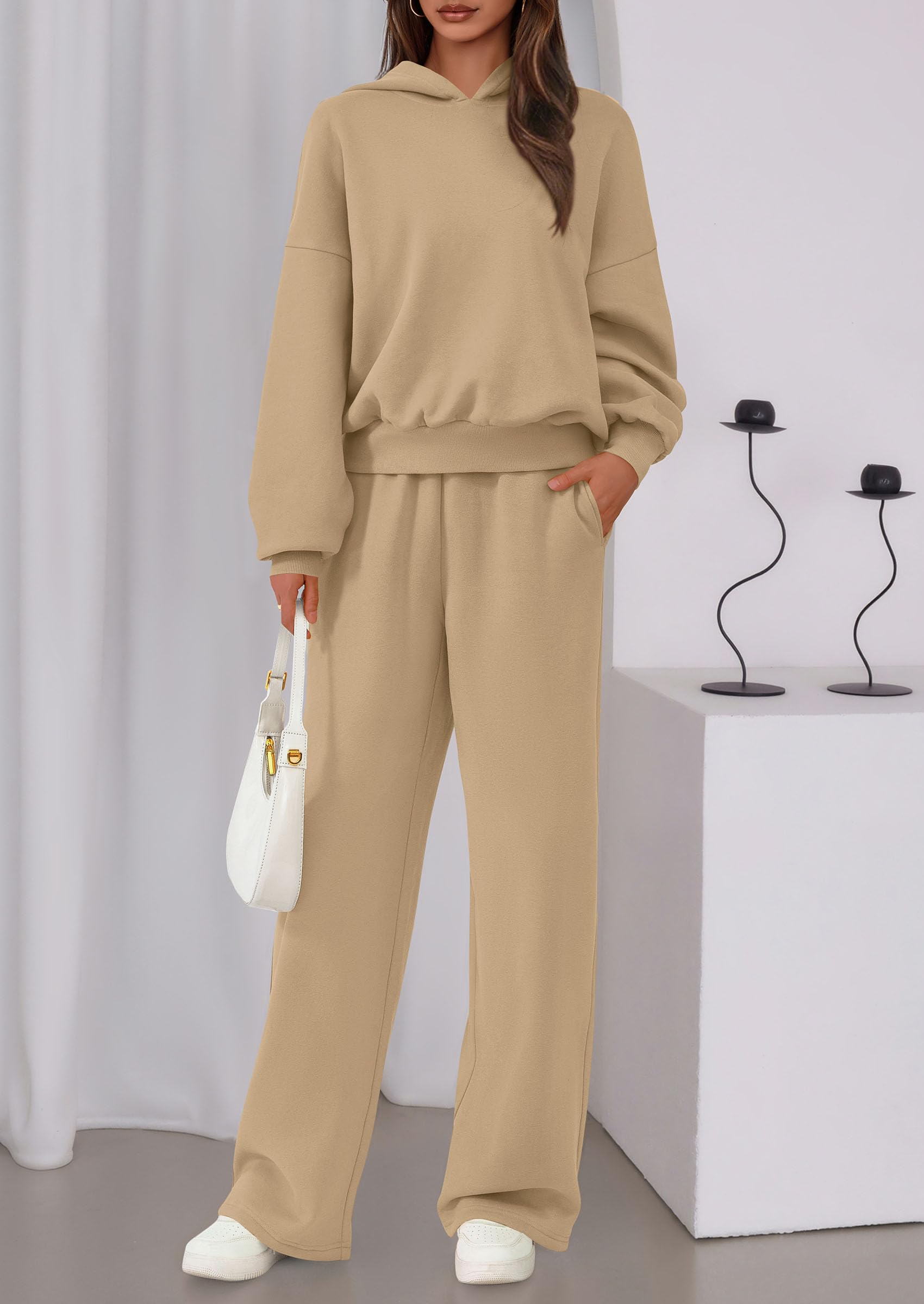 PRETTYGARDEN Womens Sweatsuits 2 Piece Set Casual Winter Long Sleeve Hoodie Loose Wide Leg Sweatpants Fall Tracksuit