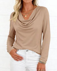 PRETTYGARDEN Womens Spring Tops Dressy Cowl Neck Long Sleeve Shirts Loose Business Casual Blouses Teacher Tunic Top PRETTYGARDEN