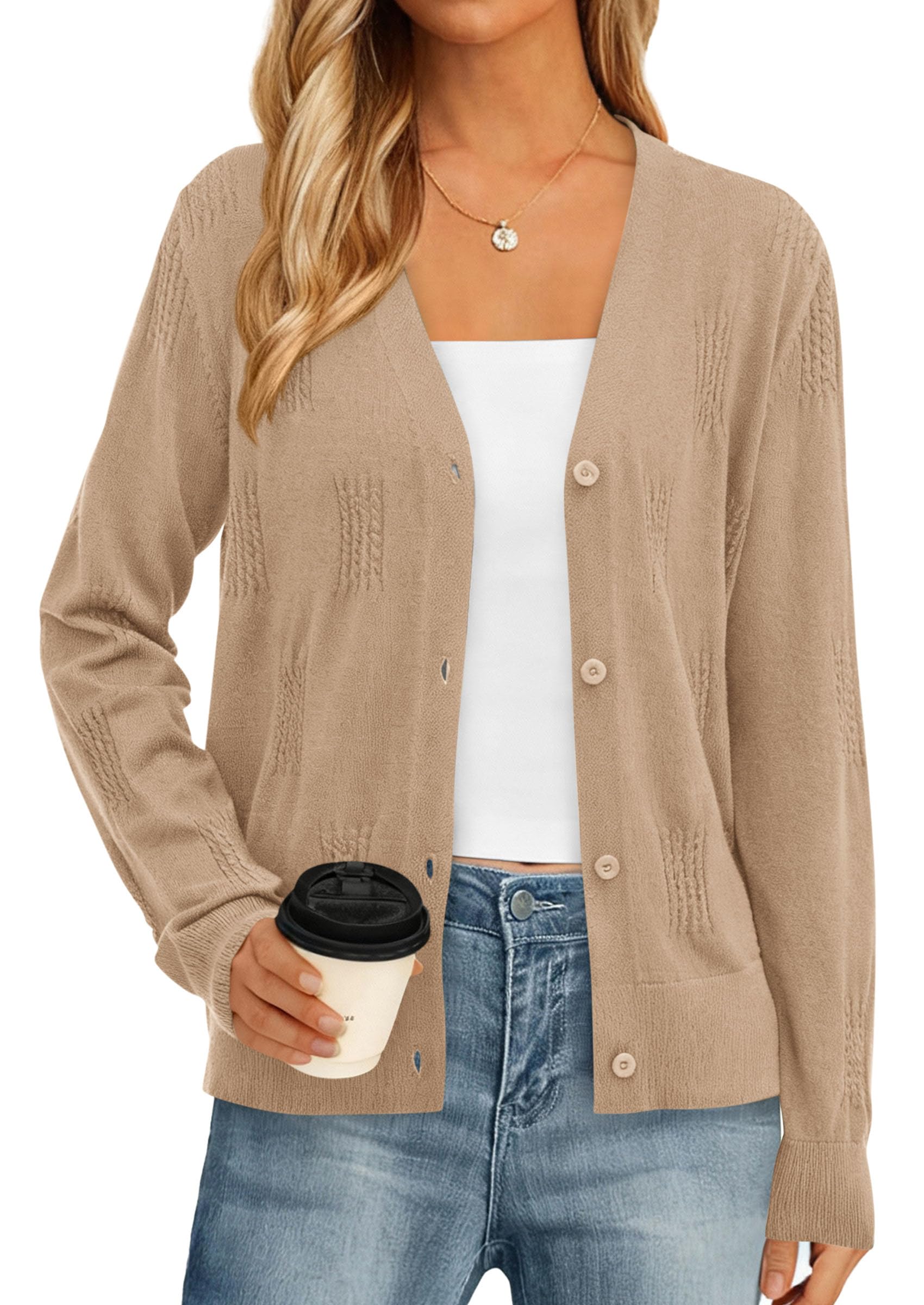 PRETTYGARDEN Women's Soft Winter Cardigan Sweaters Lightweight Knit Button Up Shrug Fall Sweater Tops PRETTYGARDEN