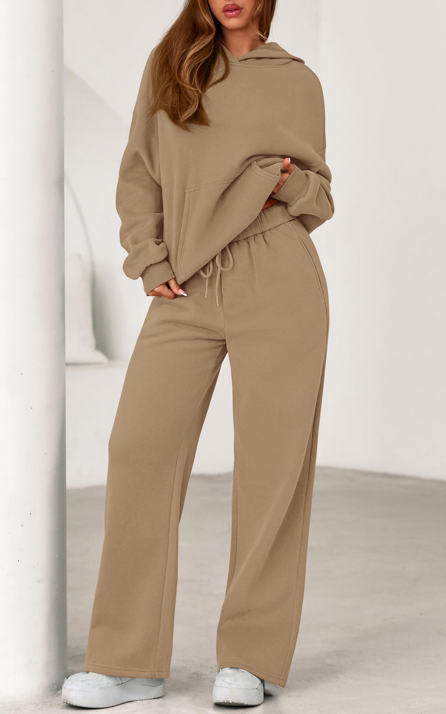 PRETTYGARDEN Women's 2 Piece Outfits Fall Sweatsuits Oversized Hoodies Wide Leg Sweatpants Tracksuits Lounge Matching Sets PRETTYGARDEN