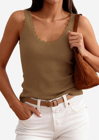 PRETTYGARDEN Womens Summer Sleeveless Tank Tops V Neck Ruffle Lightweight Ribbed Knit Shirt Casual Going Out Top PRETTYGARDEN