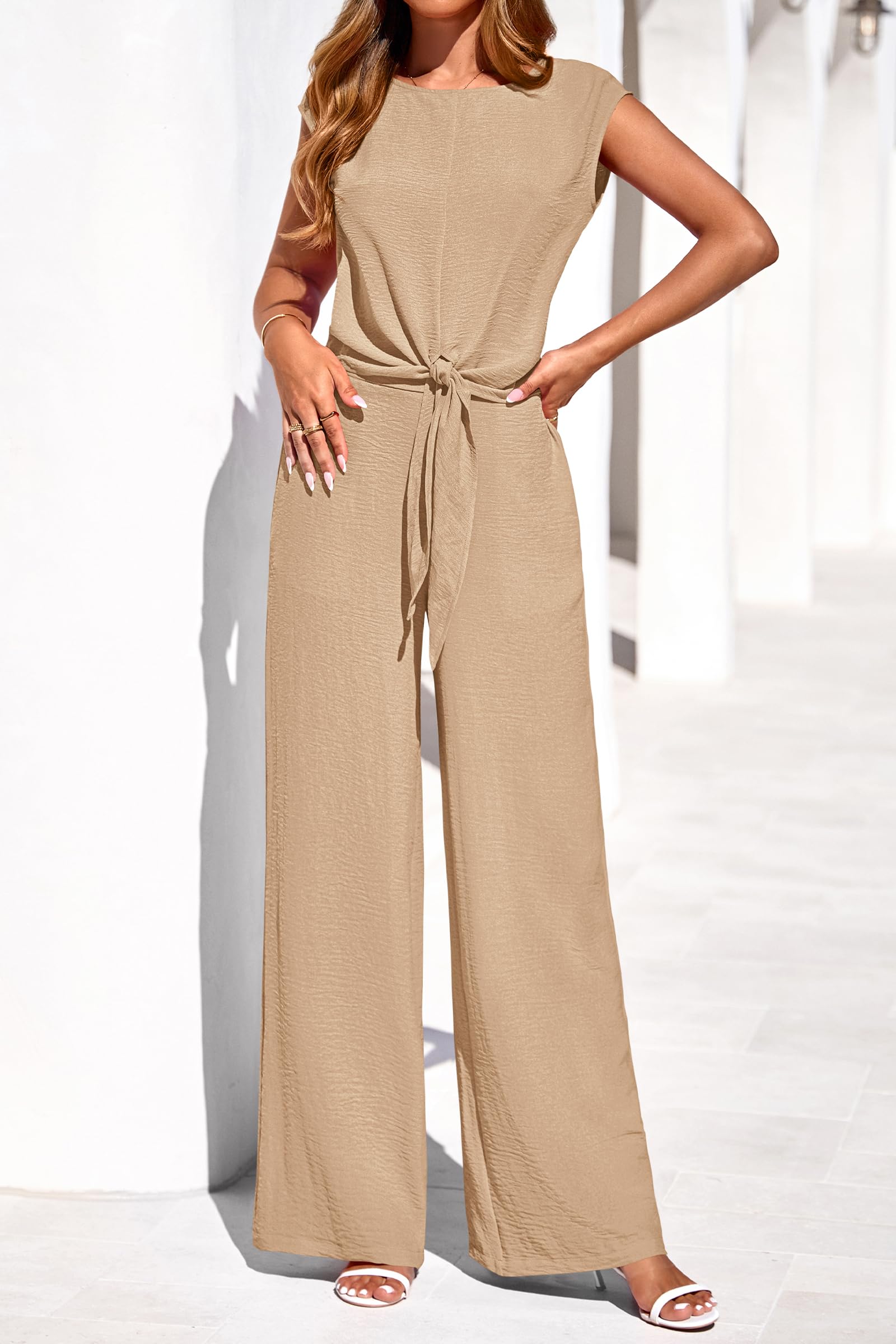 PRETTYGARDEN Women 2 Piece Lounge Sets Casual Summer Outfits Cap Sleeve Strappy Crop Tops Wide Leg Pant Tracksuit PRETTYGARDEN