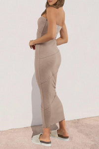 Ribbed Maxi Bodycon Summer Strapless Tube Y2K Party Club Long Dress