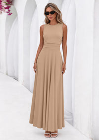 PRETTYGARDEN Womens Spring Dresses Casual Sleeveless Crewneck Aline Maxi Dress Stretch Tank Flowy Long Dresses