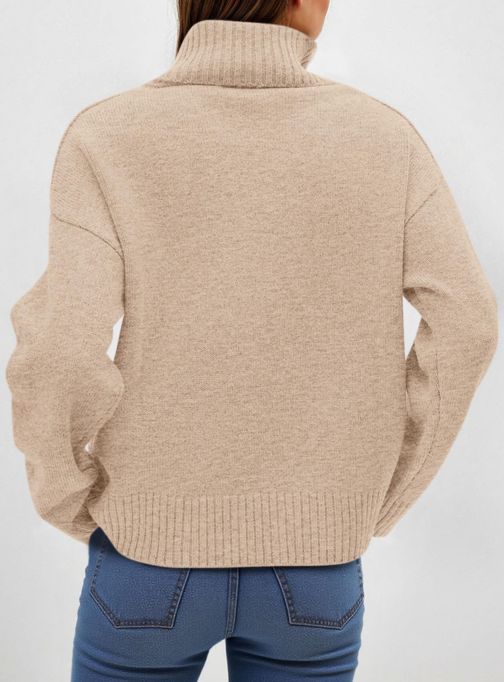 PRETTYGARDEN Womens Turtleneck Long Sleeve Sweater Fall Trendy Loose Fit Casual Tops Chunky Knit Pullover Sweaters