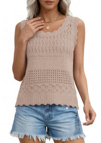 PRETTYGARDEN Womens Crochet Tank Tops Summer Spring Boho Sleeveless Cute Knit Sweater Vest Trendy Beach Vacation Clothes PRETTYGARDEN