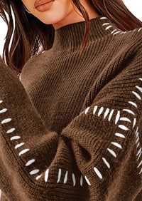 PRETTYGARDEN Women's Chunky Knit Sweaters Fall Long Sleeve Mock Neck Oversized Pullover Tops Winter Fashion Clothes