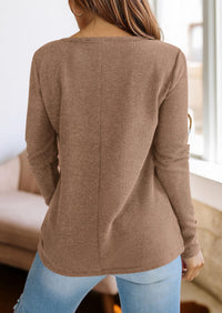 PRETTYGARDEN Long Sleeve Shirts for Women Fall V Neck Waffle Basic Tee Dressy Casual Winter Blouses Knit Tunic Tops