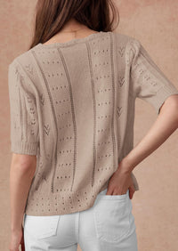 PRETTYGARDEN Womens Short Sleeve Crochet Knit Sweater Spring Fashion Button Down Lightweight Cardigans Summer Tops PRETTYGARDEN