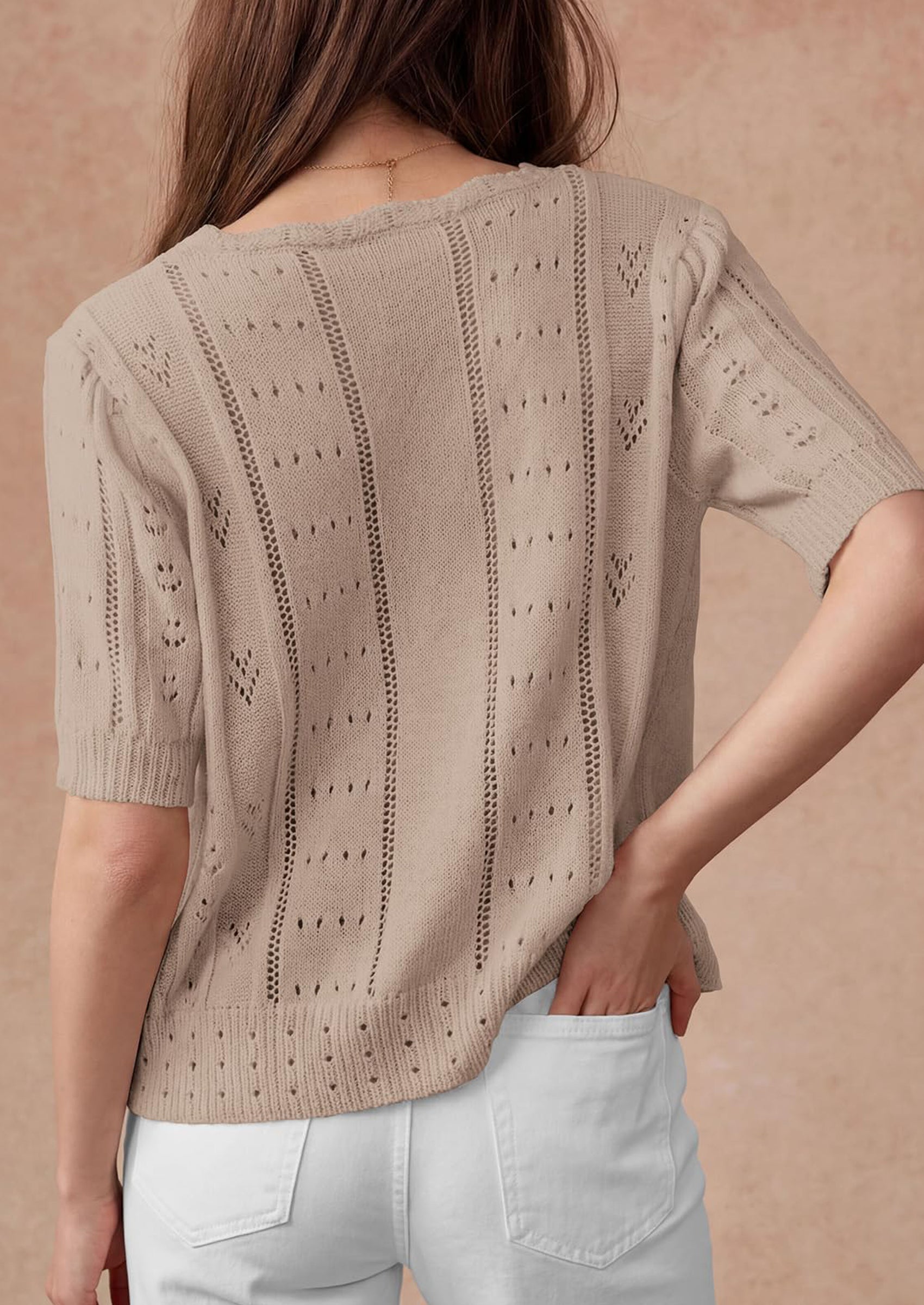 PRETTYGARDEN Womens Short Sleeve Crochet Knit Sweater Spring Fashion Button Down Lightweight Cardigans Summer Tops PRETTYGARDEN
