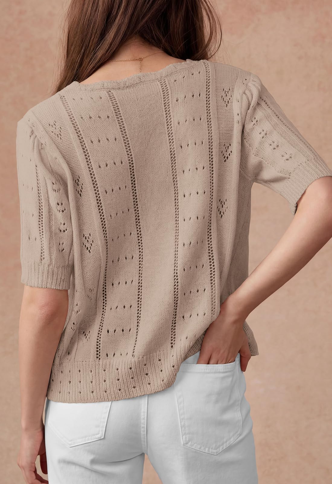 PRETTYGARDEN Womens Short Sleeve Crochet Knit Sweater Spring Fashion Button Down Lightweight Cardigans Summer Tops PRETTYGARDEN