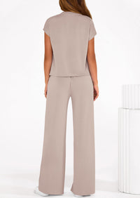 PRETTYGARDEN Womens 2 Piece Outfits Casual Cap Sleeve Lounge Set Summer Tracksuits Matching Sets Beach Fashion Travel Clothes PRETTYGARDEN