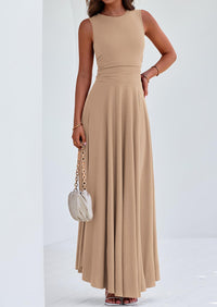 PRETTYGARDEN Womens Spring Dresses Casual Sleeveless Crewneck Aline Maxi Dress Stretch Tank Flowy Long Dresses