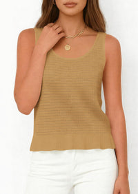 PRETTYGARDEN Womens Spring Crochet Tops Summer Sleeveless Scoop Neck Boho Sweater Tank Top Cute Beach Vacation Clothes PRETTYGARDEN