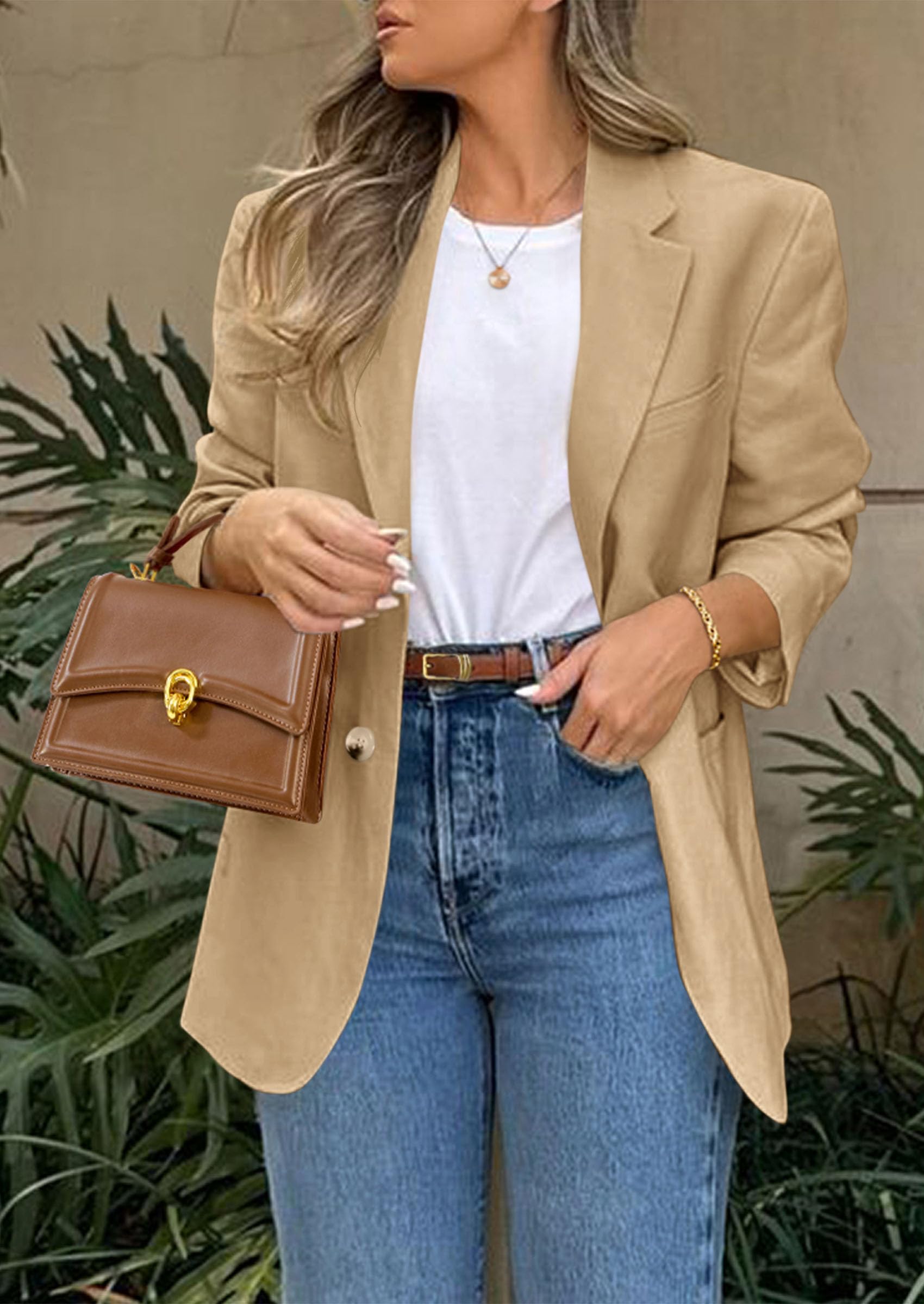 PRETTYGARDEN Blazers for Women Business Casual Long Sleeve Lapel Open Front Suit Jacket Work Blazer with Pockets