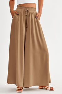 Wide Leg High Waisted Flowy Pockets Palazzo Pants