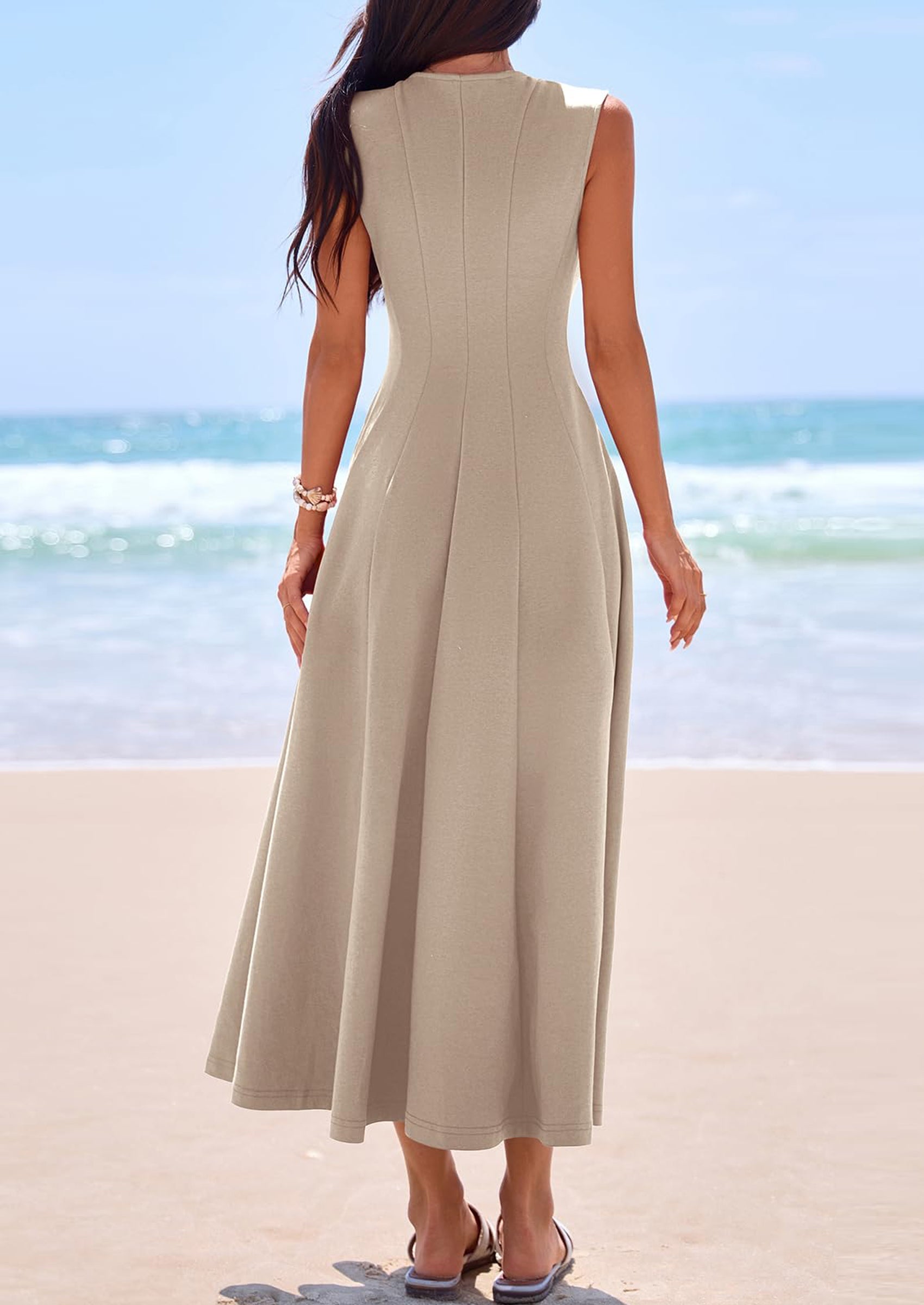 PRETTYGARDEN Sleeveless Crewneck Summer Maxi Dresses for Women Elegant Classy Semi Formal A Line Modest Party Dress PRETTYGARDEN