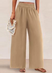 Womens Wide Leg Pants Casual 2025 Elastic Waist Loose Flowy Palazzo Pants Trousers with Pockets