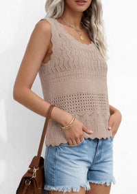 PRETTYGARDEN Womens Crochet Tank Tops Summer Spring Boho Sleeveless Cute Knit Sweater Vest Trendy Beach Vacation Clothes PRETTYGARDEN