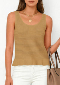 PRETTYGARDEN Womens Spring Crochet Tops Summer Sleeveless Scoop Neck Boho Sweater Tank Top Cute Beach Vacation Clothes PRETTYGARDEN