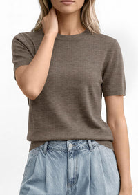 PRETTYGARDEN Women's Short Sleeve Sweaters Spring Crew Neck Knit Work Shirts Business Casual Tops Summer Fashion Clothes PRETTYGARDEN