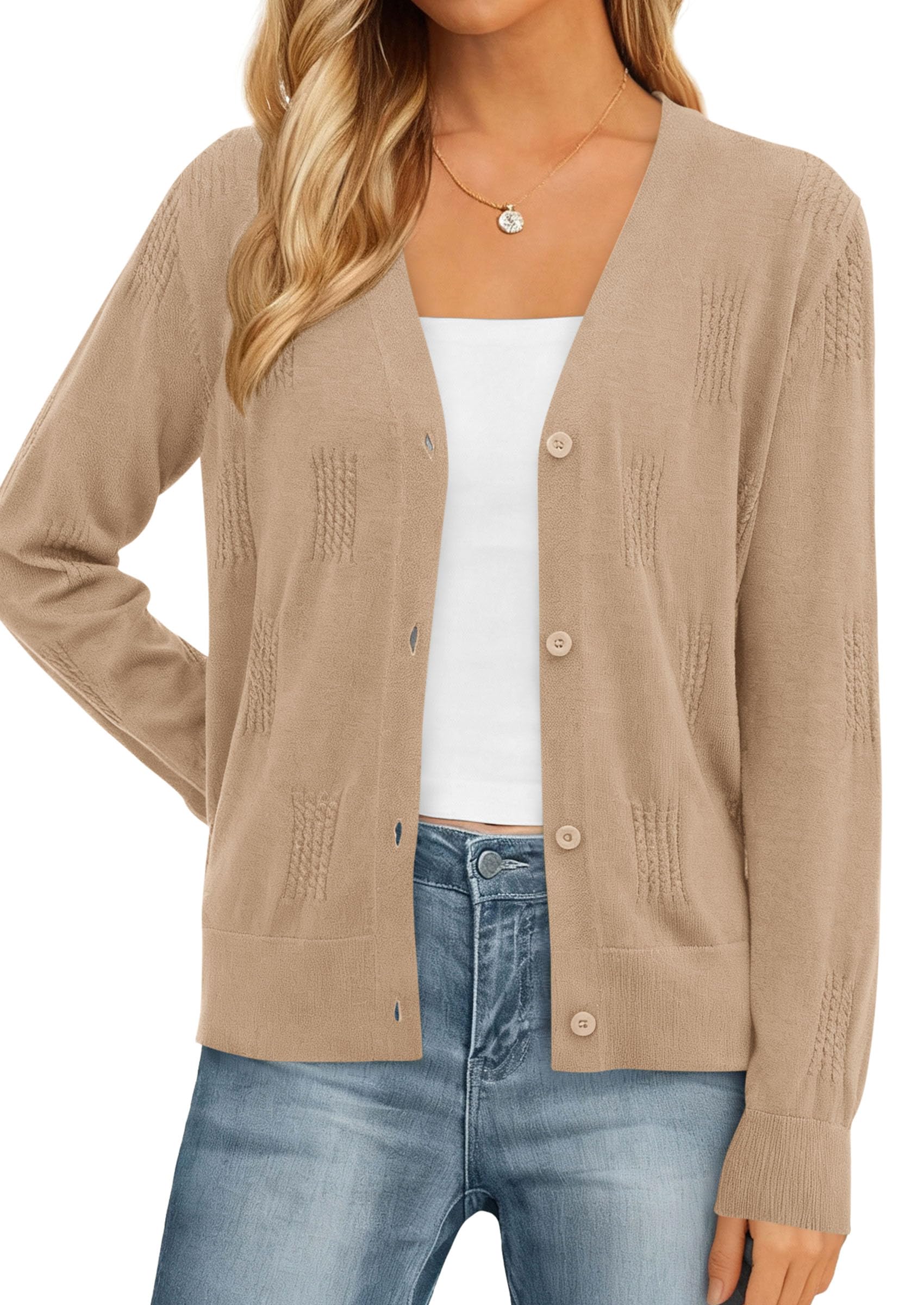 PRETTYGARDEN Women's Soft Winter Cardigan Sweaters Lightweight Knit Button Up Shrug Fall Sweater Tops PRETTYGARDEN