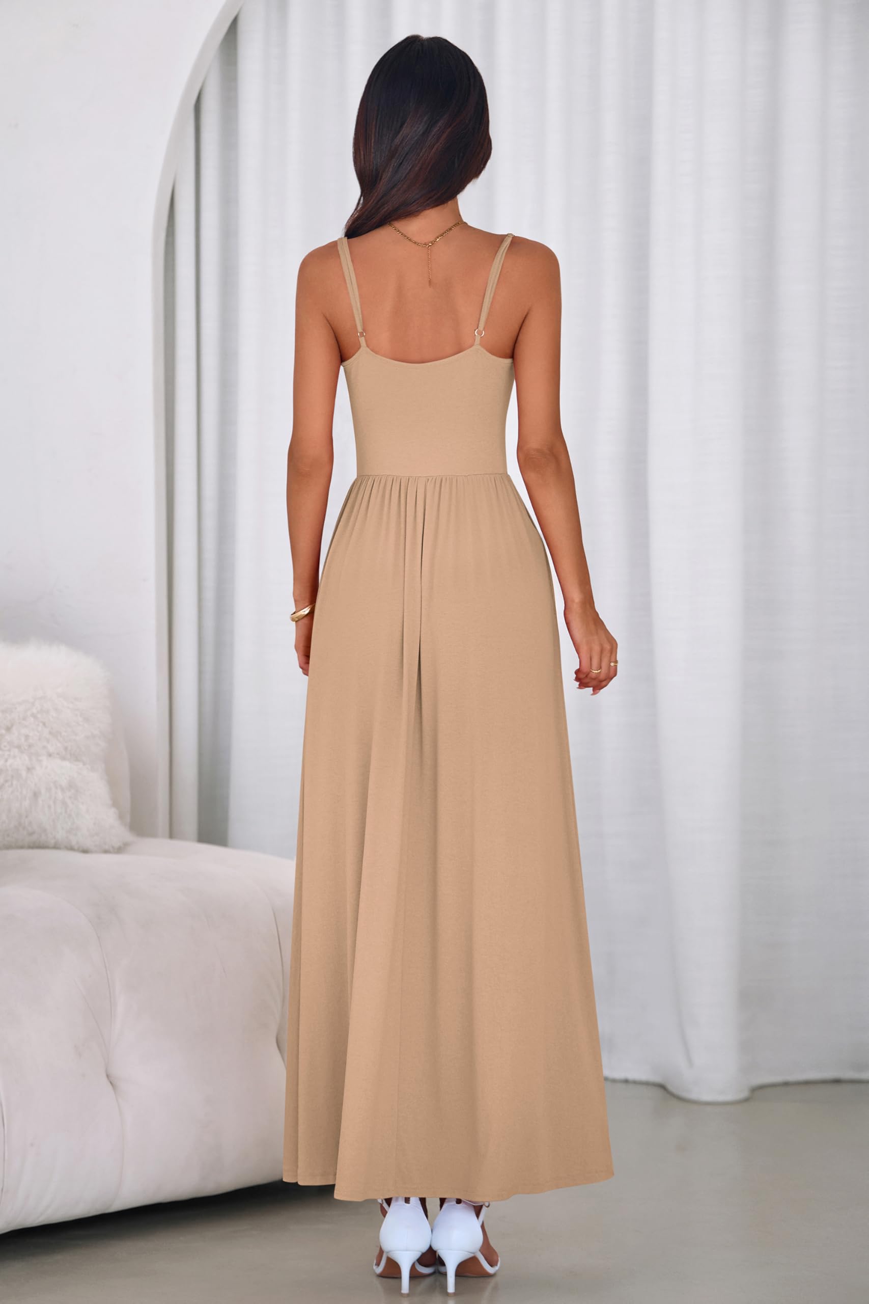 PRETTYGARDEN Womens Spaghetti Strap Maxi Dresses Sleeveless Summer Dress Long Casual Knit Flowy Beach Sundresses with Pockets PRETTYGARDEN