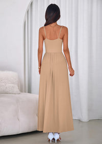 PRETTYGARDEN Womens Spaghetti Strap Maxi Dresses Sleeveless Summer Dress Long Casual Knit Flowy Beach Sundresses with Pockets PRETTYGARDEN