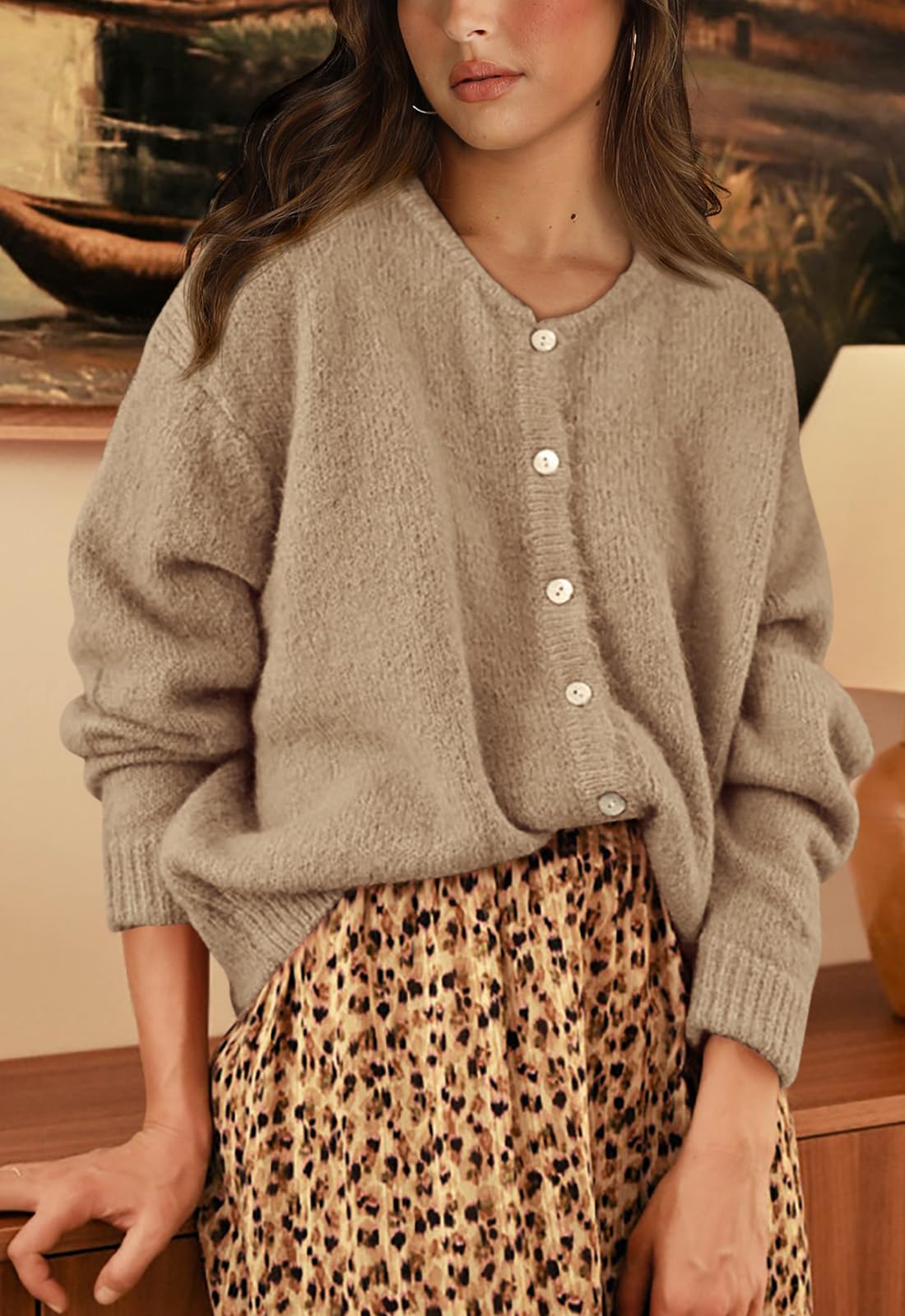 PRETTYGARDEN Long Sleeve Crewneck Button Down Womens Sweaters Fall Open Front Chunky Cardigan Sweaters for Women PRETTYGARDEN