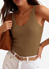 PRETTYGARDEN Womens Summer Sleeveless Tank Tops V Neck Ruffle Lightweight Ribbed Knit Shirt Casual Going Out Top PRETTYGARDEN